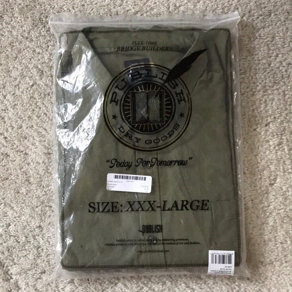 Publish Brand Men’s Cedar Long Sleeve Shirt Olive 3XL - Picture 2 of 4